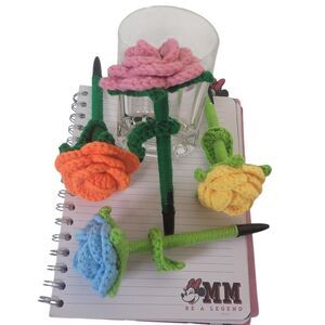 Handmade Flowers in Crochet With Black Pen Ink